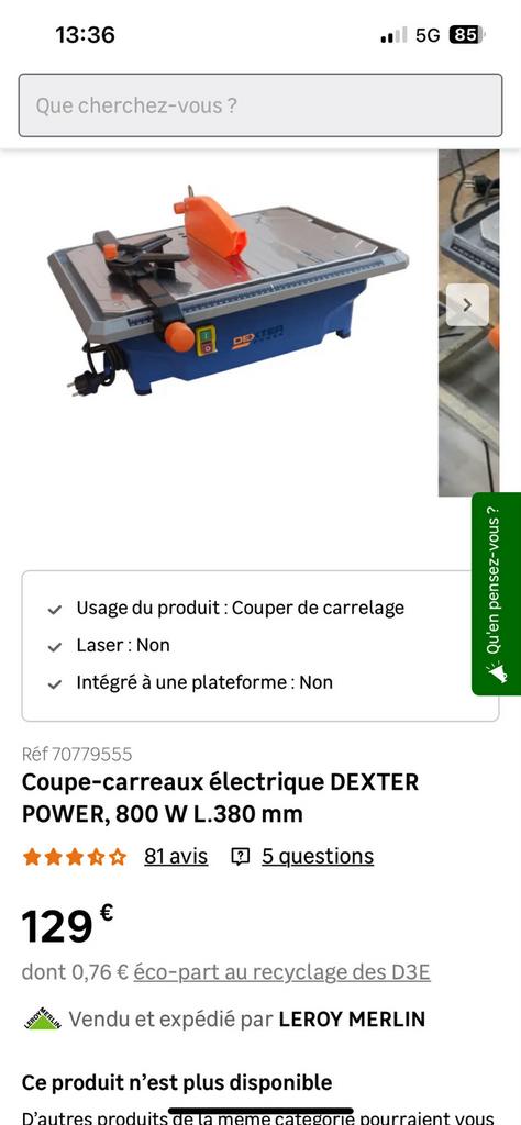 Coupe carrelage électrique, Enlèvement, Comme neuf