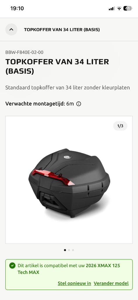 Top case 34L, Motoren, Accessoires | Koffers en Tassen, Ophalen, Nieuw