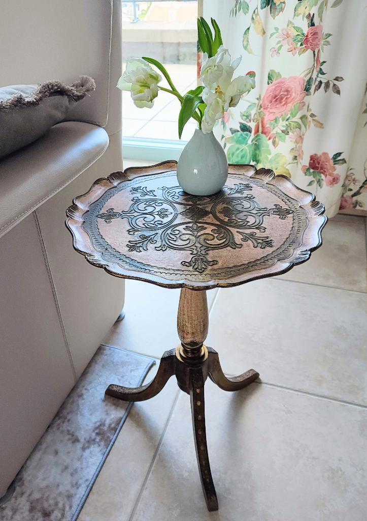 Belle table d'appoint florentine, bout de canapé mid century, Maison & Meubles, Tables | Tables d'appoint, Comme neuf, Rond, 45 à 60 cm