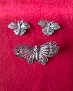 Papillons, argent ,broche et clips d'oreilles, Bijoux, Sacs & Beauté, Broches, Enlèvement ou Envoi, Utilisé, Argent, Argent