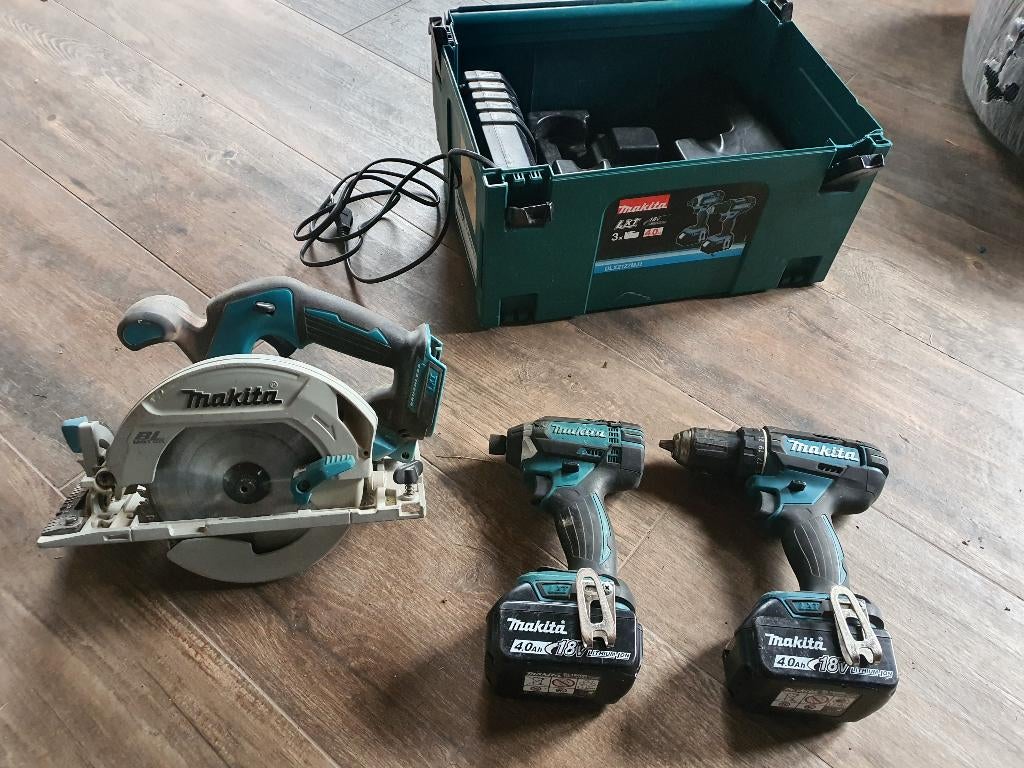 Makita set Klopboormachine + Slagschroevendraaier + Cirkelza, Ophalen, Variabele snelheid, 400 tot 600 watt, Zo goed als nieuw