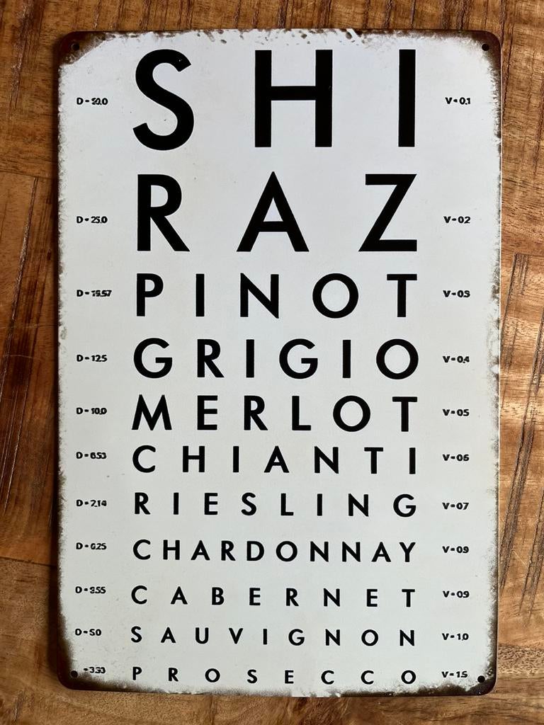 Plaque metallique test lecture vin cepage, Collections, Marques & Objets publicitaires, Enlèvement ou Envoi, Comme neuf