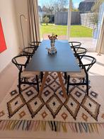 6x Wishbone Chair - Replica - Zwart met bleek zitvlak, Huis en Inrichting, Stoelen, Ophalen, Gebruikt, Zwart, Vijf, Zes of meer stoelen