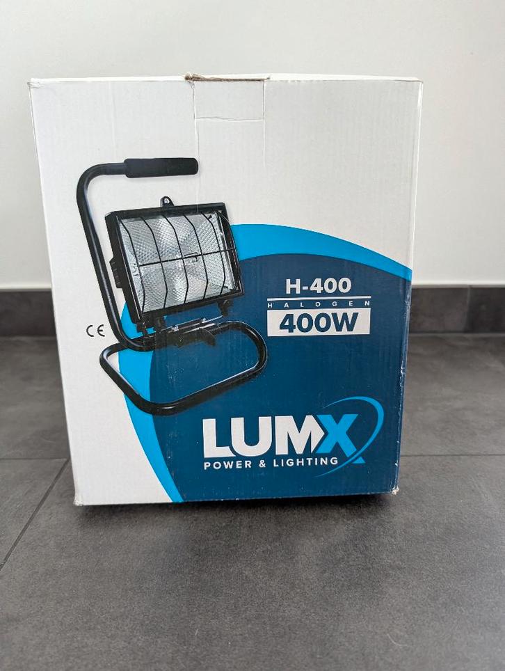 2x Halogeenstraler – 400W – IP54 – Nieuw in doos, Bricolage & Construction, Éclairage de chantier, Neuf, Lampe avec luminaire