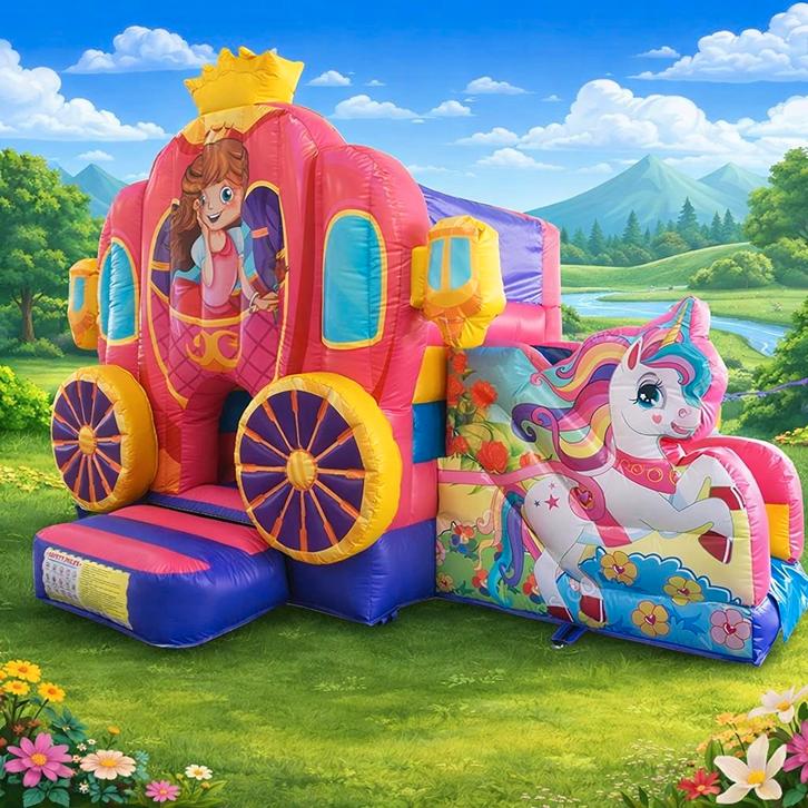 Springkasteel prinsessenkoets, Hobby en Vrije tijd, Feestartikelen | Verhuur, Ophalen