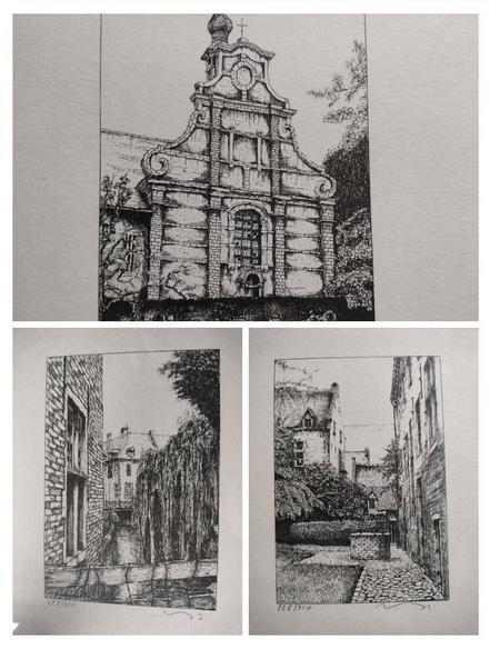 3 x Wim Van Kuyck 1981 1983 serie oplage 228/350 ets prent, Antiek en Kunst, Kunst | Etsen en Gravures, Ophalen