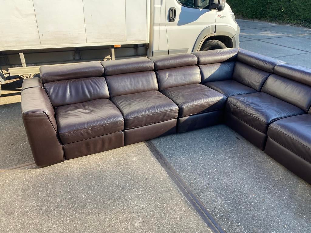 Prachtig lederen hoeksalon in goede staat, Ophalen, Zo goed als nieuw