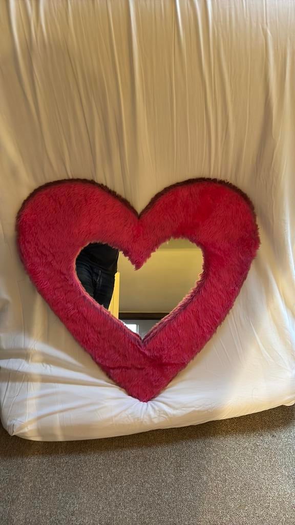 Roze spiegel hartje, Ophalen, Gebruikt, Spiegel