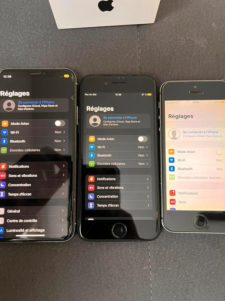 lot de 3 iPhone X - 7 - 5S, Télécoms, Téléphonie mobile | Apple iPhone, Autres modèles, Enlèvement ou Envoi