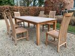 Teak TuinTafel set 220 + 6 teak stoelen + gratis kussens, Ophalen, Zo goed als nieuw, Tuinset