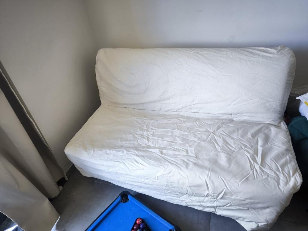 canapé lit, 140 cm, Enlèvement, Utilisé, Crème