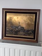 Plaque gravée scène marine