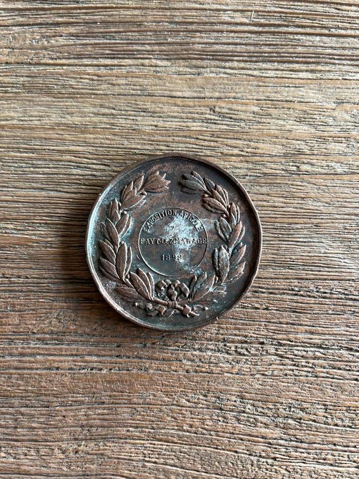 Grote bronzen medaille Leopold II Fayt 1898 apicole (52 gr), Postzegels en Munten, Penningen en Medailles, Brons, Ophalen of Verzenden