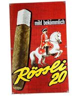 Billboard Rössli 20 cigares en étain des années 1950, Collections, Marques & Objets publicitaires, Enlèvement ou Envoi, Comme neuf