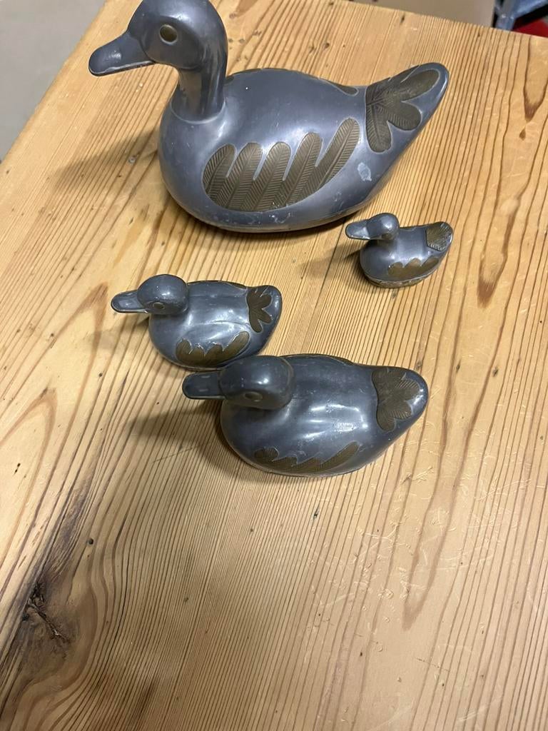 Set van 4 eendjes staal Kan je openen, Antiek en Kunst, Ophalen of Verzenden