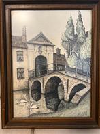 Ingekaderde tekening Begijnhof Brugge, Antiquités & Art, Enlèvement