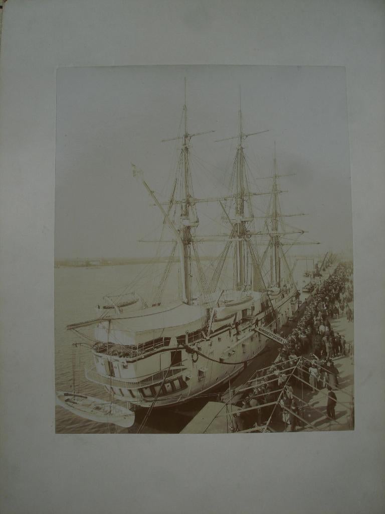 ca 1880 foto driemaster SMS CHARLOTTE Scheldekaai ANTWERPEN, Ophalen of Verzenden