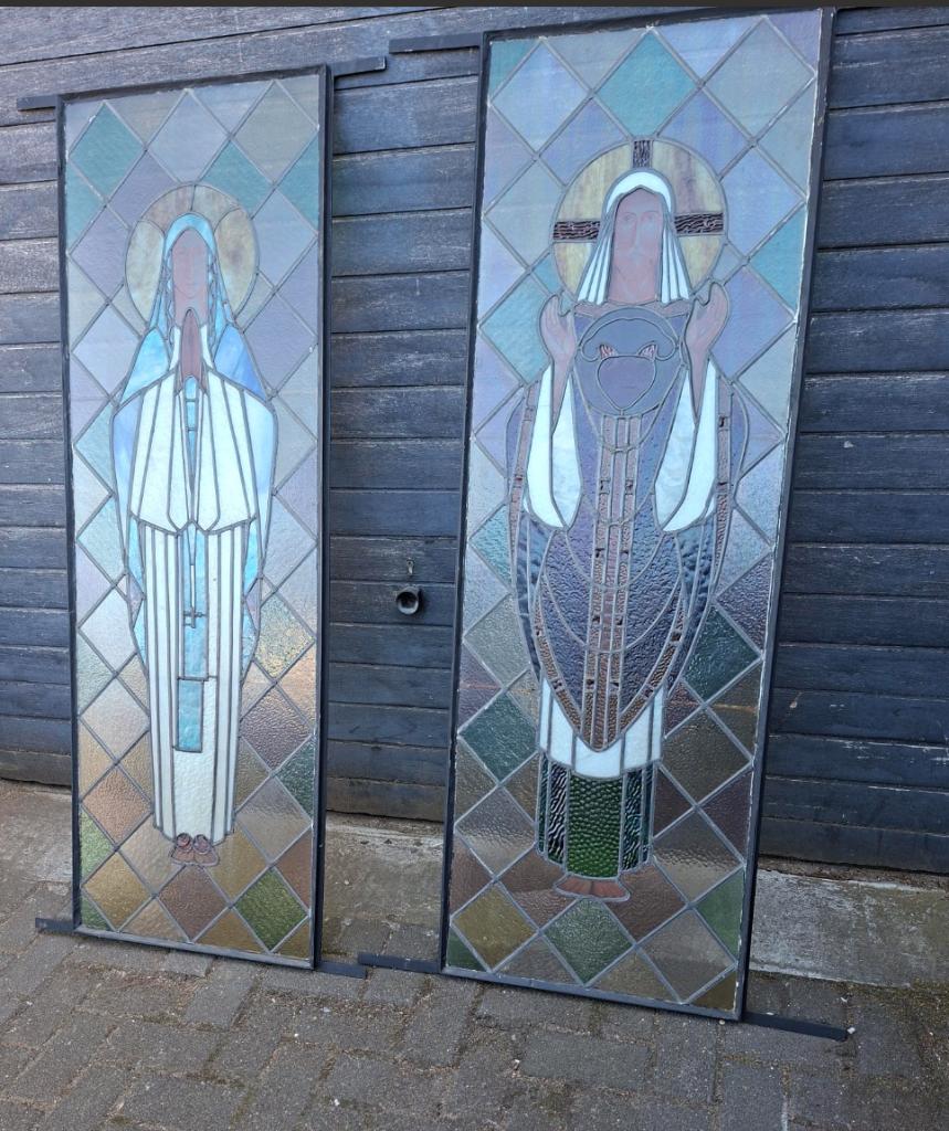 ANCIENNE FENÊTRE D'ÉGLISE, VITRAIL, Enlèvement ou Envoi, Utilisé, Autres types, Christianisme | Catholique