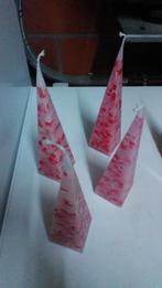 4 piramide handgemaakte kaarsen rood liefde mama verjaardag, Ophalen of Verzenden, Nieuw, Rood, Kaars