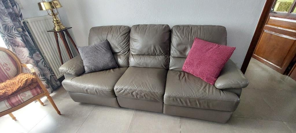 Salon gris 2x1x1 m, Enlèvement, Utilisé, Cuir, Classique