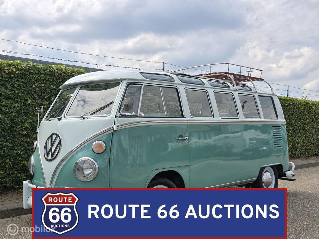 Volkswagen T1 Samba 21-Window | 1964 | Route 66 Auctions, Auto's, Oldtimers, Bedrijf, Te koop, Volkswagen, Benzine, Overige carrosserie