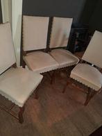 Lot de 6 chaises de style Louis XIV – Tissu beige et bois ma, Autres couleurs, Comme neuf, Enlèvement, Cinq, Six Chaises ou plus