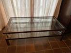 Vintage loungetafel van glas en chroom, schuifblad, Huis en Inrichting, Ophalen, Gebruikt, 100 tot 150 cm, Vintage