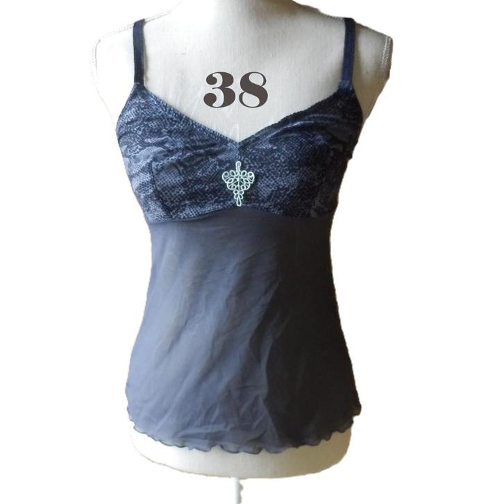 (4) -nuisette femme t.38 grise - miriale -, Kleding | Dames, Ondergoed en Lingerie, Hemd, Grijs, Ophalen of Verzenden