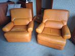 2 leder zetels vintage, Huis en Inrichting, Ophalen