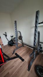Barbellrack/squadrack met Olympische bar en gewichten160kg, Sport en Fitness, Fitnessmaterialen, Ophalen