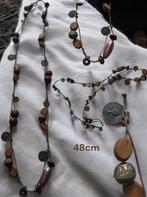 Ketting met bedels 48cm tweedehands, Handtassen en Accessoires, Kettingen, Verzenden, Zo goed als nieuw, Bruin, Overige materialen