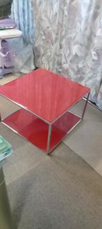 Rode glazen salontafel, Ophalen, Gebruikt, 50 tot 100 cm, Vierkant