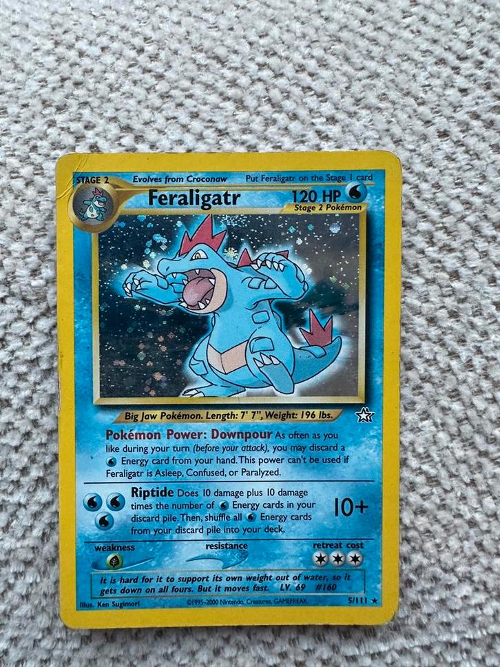 Pokémonkaart – Feraligatr Holo (Neo Genesis 2000), Hobby en Vrije tijd, Verzamelkaartspellen | Pokémon, Zo goed als nieuw, Ophalen