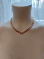 Elegante V-vormige goudkleurige kettingketting — Vintage, Ophalen of Verzenden, Zo goed als nieuw, Goud, Goud