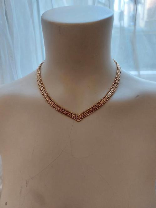 Elegante V-vormige goudkleurige kettingketting — Vintage, Handtassen en Accessoires, Kettingen, Zo goed als nieuw, Goud, Goud