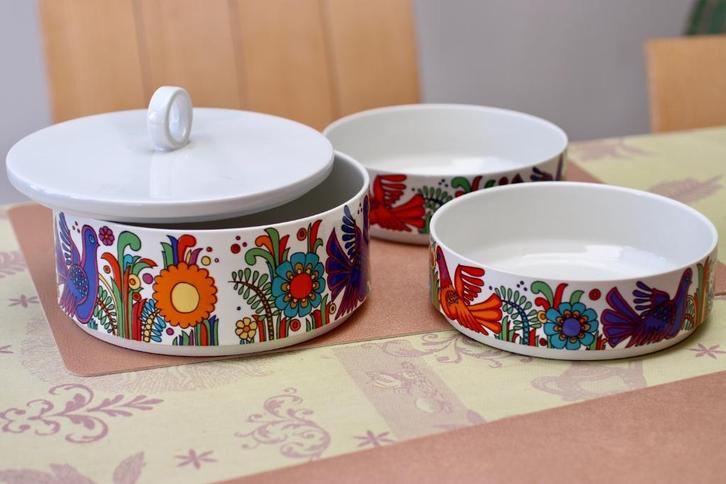 Boch Villeroy decor Acapulco 3 saladekom groentesoep terrine, Antiek en Kunst, Antiek | Servies los, Ophalen of Verzenden