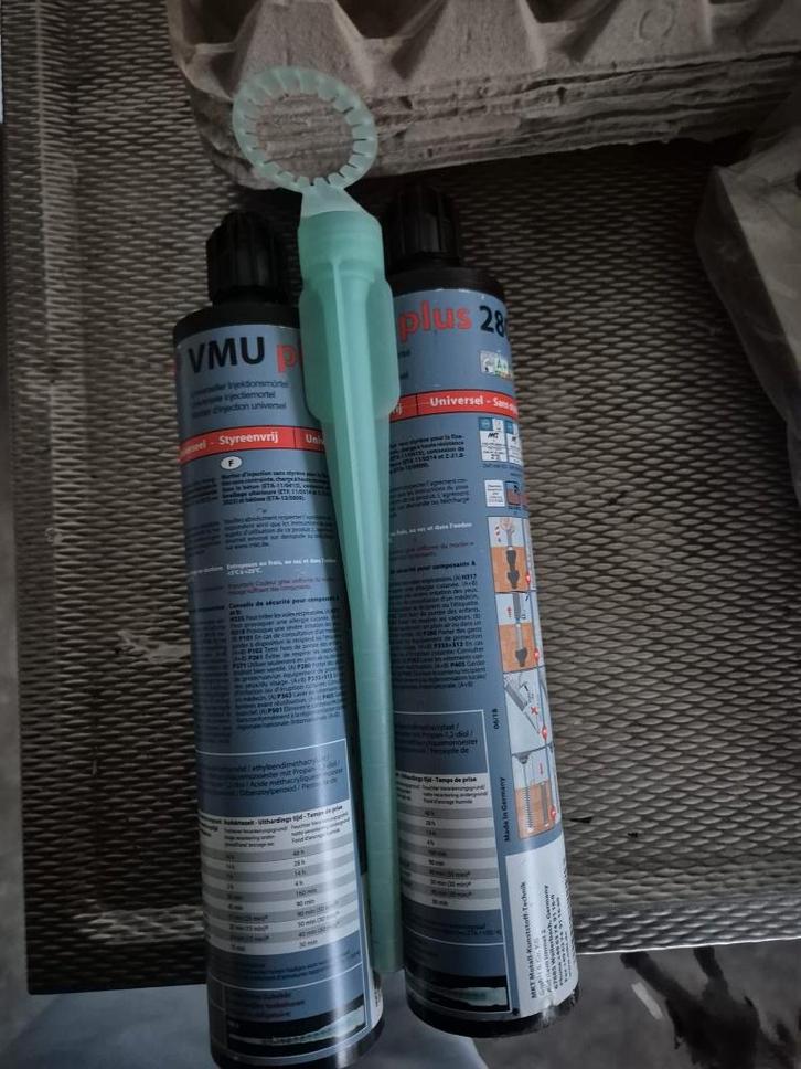 2 mortiers d'injection VMU Plus 280, Bricolage & Construction, Quincaillerie & Fixations, Neuf, Autres types, 50 à 100 mm, Enlèvement