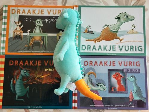 Complete set boekjes draakje vurig met knuffel, Boeken, Kinderboeken | Kleuters, Zo goed als nieuw, Ophalen