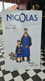 Plaque émaillée Nicolas et Glou glou 100 cm x 65 cm, Ophalen of Verzenden
