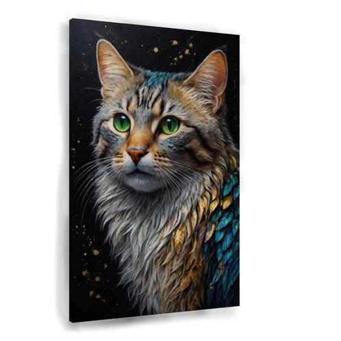 Toile Golden Aura Illuminated Mystic Cat 60 x 90 cm - 18 mm, Maison & Meubles, Accessoires pour la Maison | Peintures, Dessins & Photos