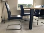 Vier lederen eetkamerstoelen in zeer goede staat., Huis en Inrichting, Stoelen, Ophalen, Zwart, Leer, Zo goed als nieuw