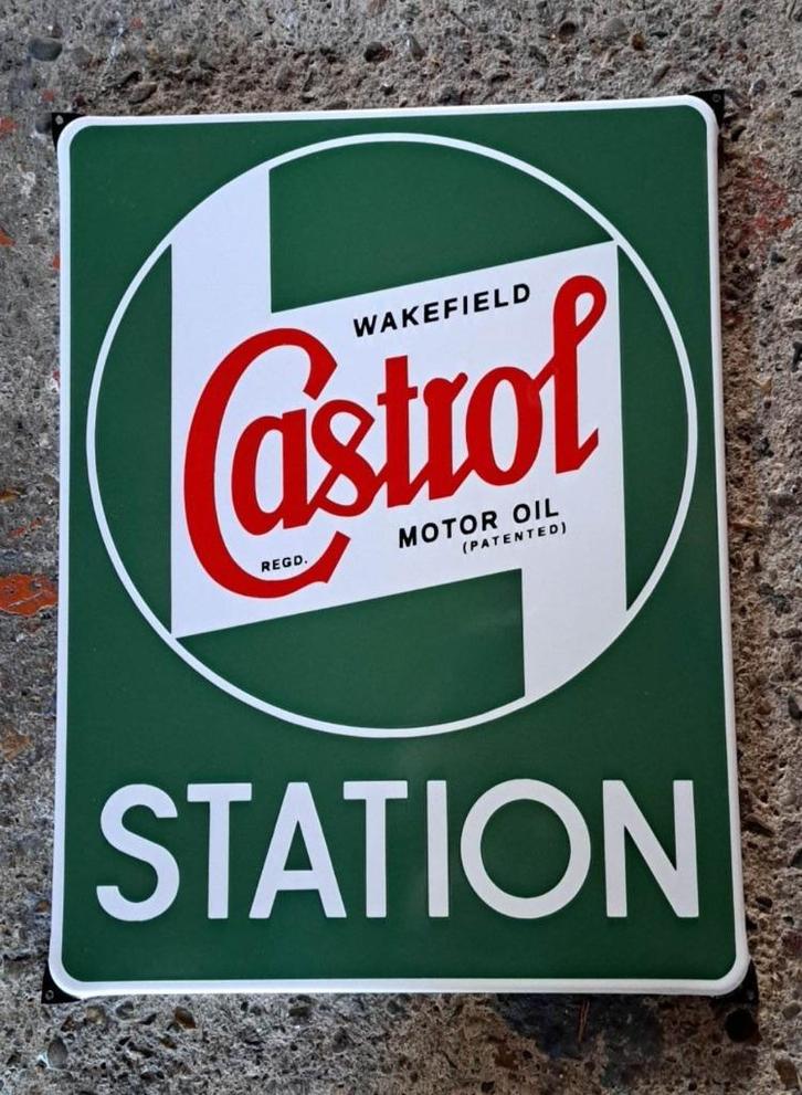 Castrol station emaillen garage showroom decoratie bord, Verzamelen, Merken en Reclamevoorwerpen, Zo goed als nieuw, Reclamebord