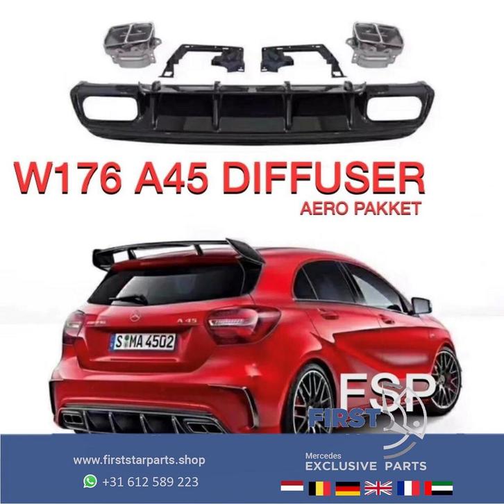 W176 A45 AMG FACELIFT DIFFUSER COMPLEET AERO PAKKET Mercedes, Auto-onderdelen, Overige Auto-onderdelen, Mercedes-Benz, Gebruikt