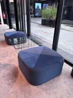 Glazen tafeltje incl. 2 poefs, Huis en Inrichting, Ophalen, Gebruikt, Vierkant, 75 tot 100 cm