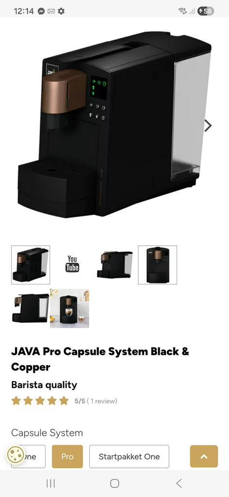 JAVA pro capsule systems, Electroménager, Cafetières, Comme neuf, Enlèvement