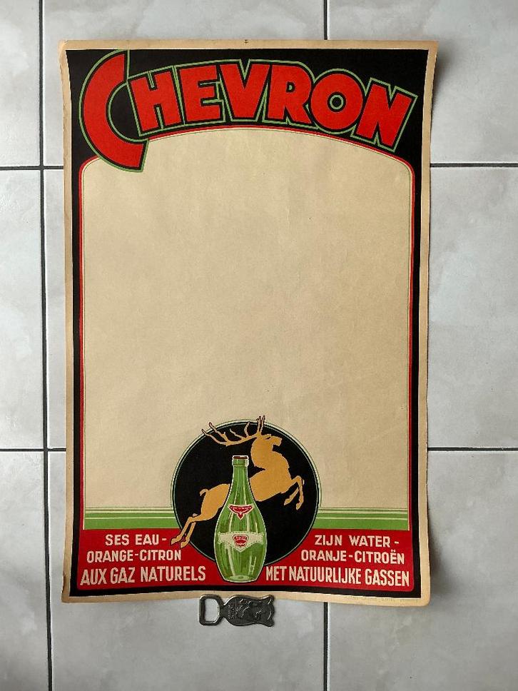 Rare: Affiche eau de Chevron, années20'., Collections, Posters & Affiches, Utilisé, Publicité, Affiche ou Poster pour porte ou plus grand