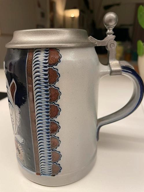 Unieke Duitse bierpul – Handgeschilderd Hauderdil, Genummerd, Verzamelen, Biermerken, Ophalen of Verzenden