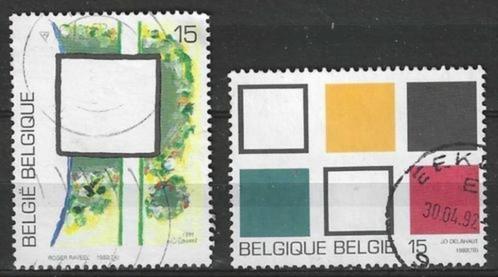 Belgie 1992 - Yvert/OBP 2452-2453 - Moderne Kunst (ST), Timbres & Monnaies, Timbres | Europe | Belgique, Affranchi, Art, Envoi