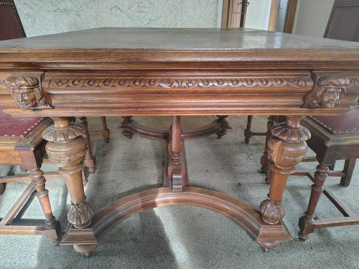 Tafel (8 à 10 pers) met 6 stoelen, Huis en Inrichting, Tafels | Eettafels, Gebruikt, 100 tot 150 cm, 150 tot 200 cm, Vijf personen of meer