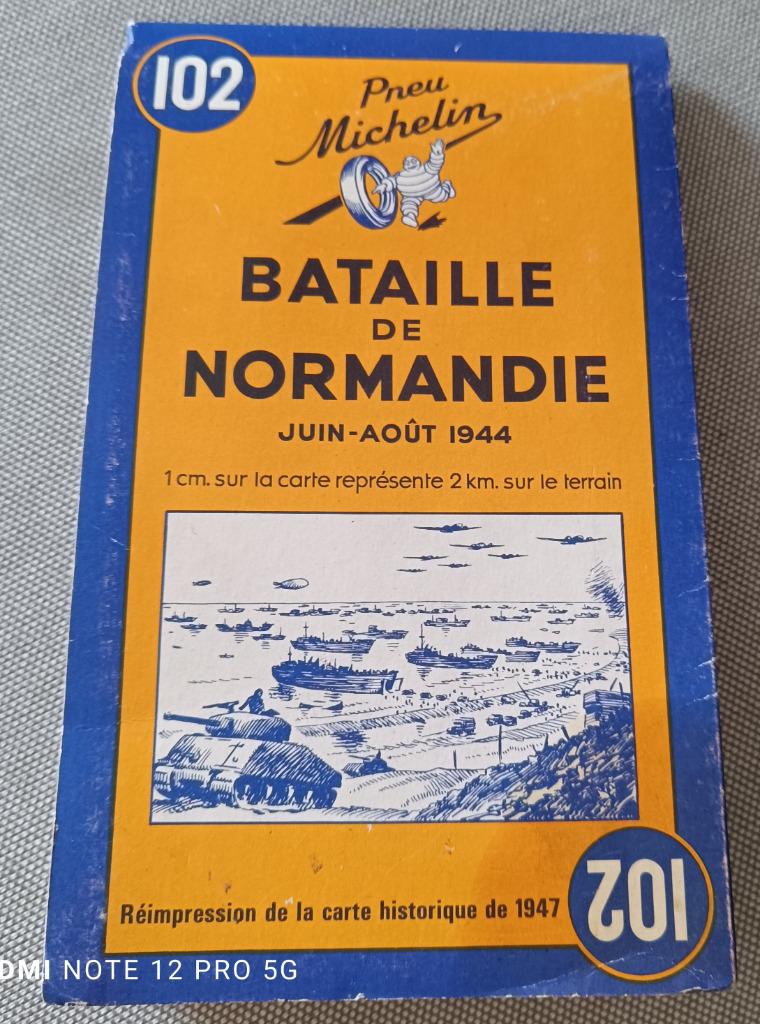 Carte Michelin 102 Bataille de Normandie : Réimpression, Enlèvement ou Envoi, Général, Deuxième Guerre mondiale, COLLECTIF
